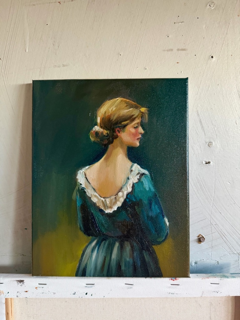 Original Oil Painting “Quiet Elegance”Portrait Woman Vintage Style Wall Art 10x8